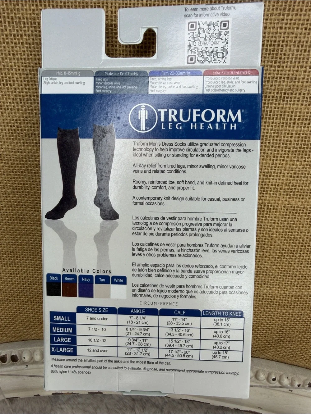 Truform Men's Dress Compression Socks - Black (Medium)